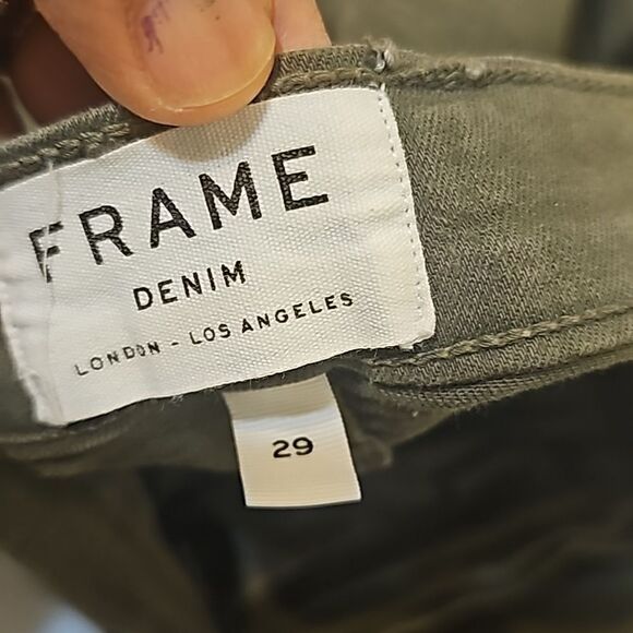 Frame Le High Skinny Jeans Women’s Size 29 Olive Green Stretch Denim Pockets - Picture 10 of 11